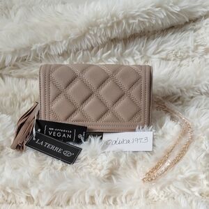 Quilted Vegan Crossbody Bag in Taupe NWT